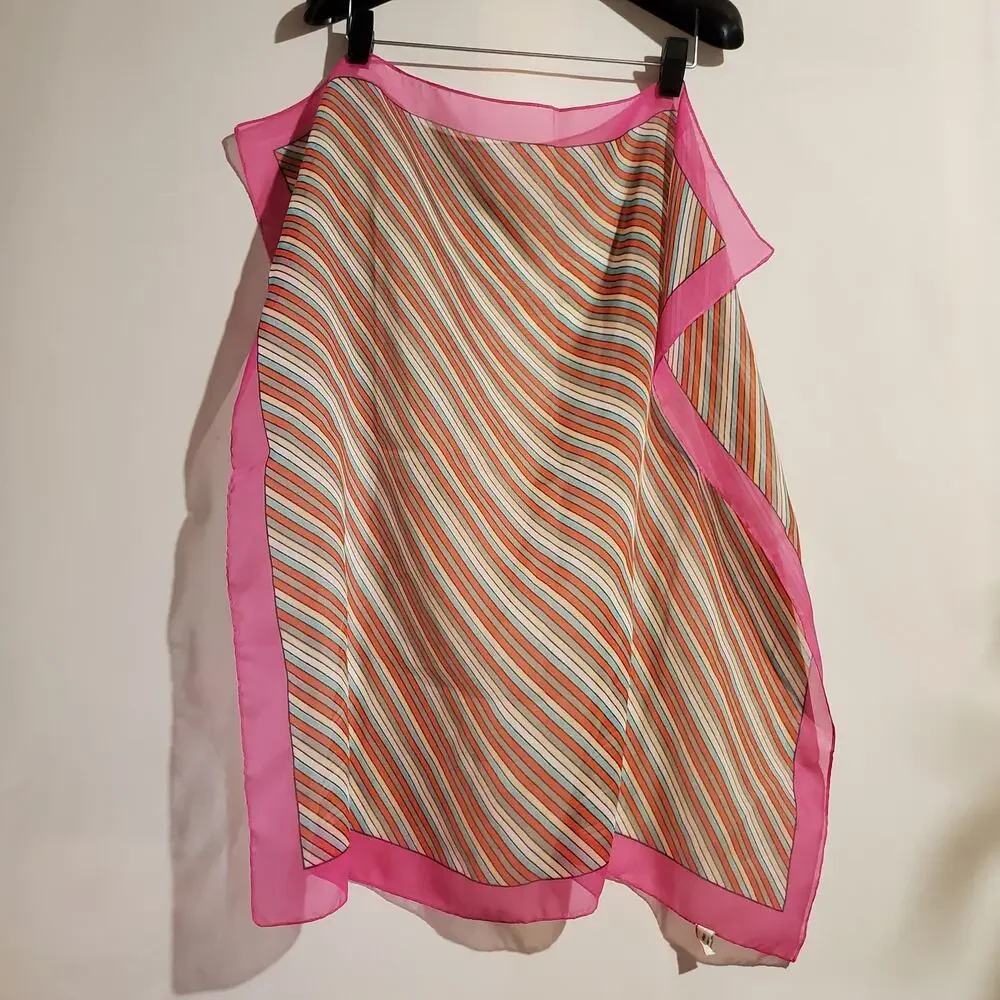 Morsly New York Vintage Retro Striped Square Italian Multicolor Scarf